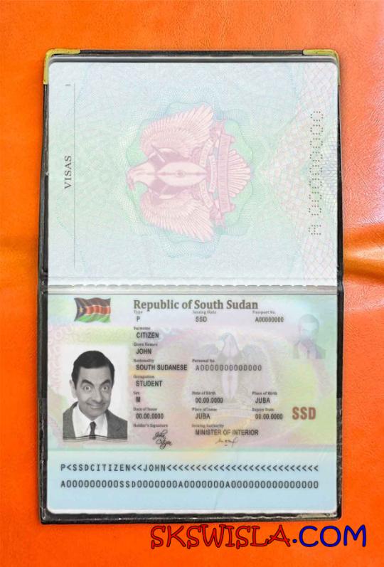 Sudan Południowy zdjęcie do paszportu pliki PSD, skan i fotografowany obraz